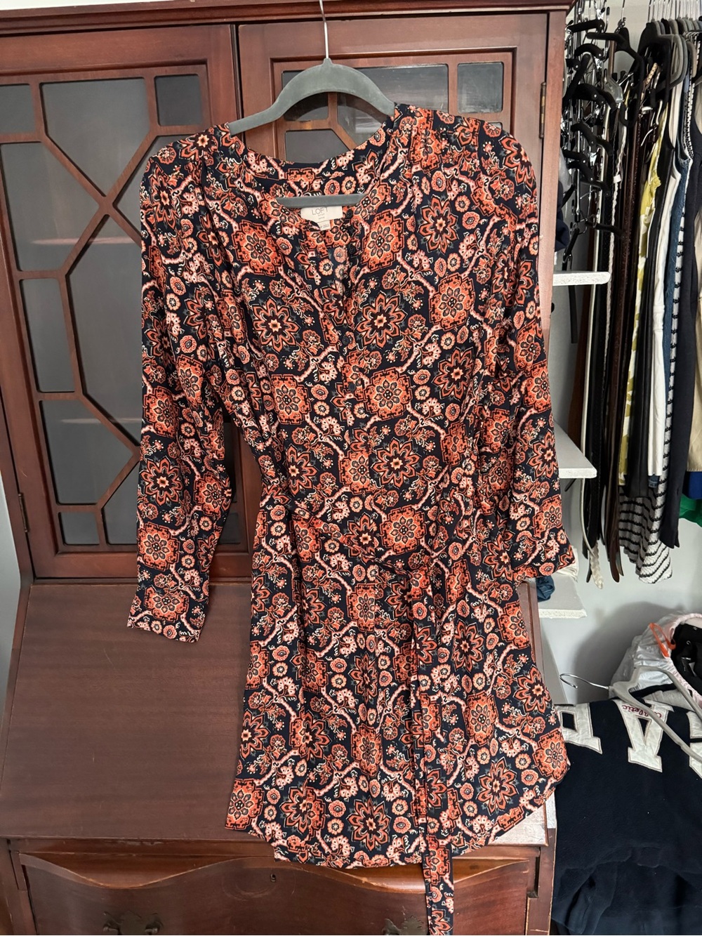 LOFT Floral Tie-Waist Dress